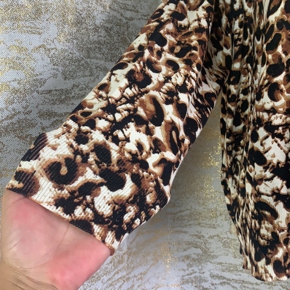 Cable&Gauge Brown/Cream Animal Print Cardigan/Sweater Size L - Picture 4 of 12
